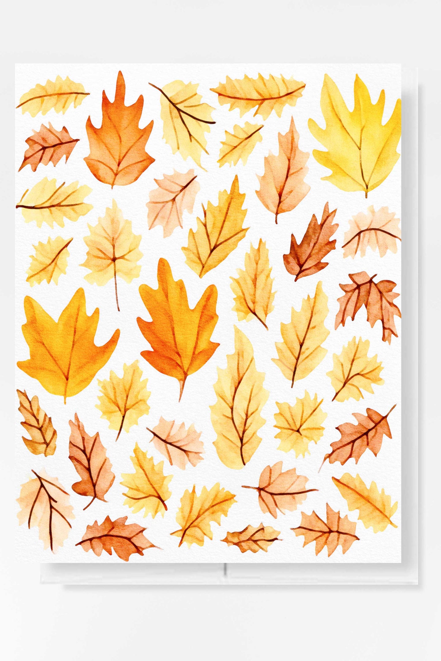 Autumn Leaves Fall Halloween Card Watercolor Holiday