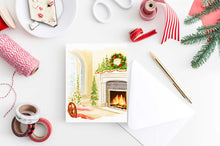 Load image into Gallery viewer, Cozy Fireplace Christmas Card Holiday
