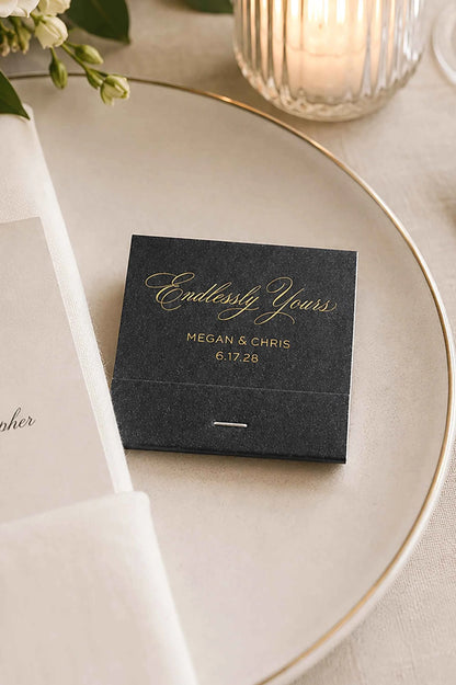 Old Money Wedding Custom Matchbooks | Elegant Script Favors | Interactive Live Design Preview