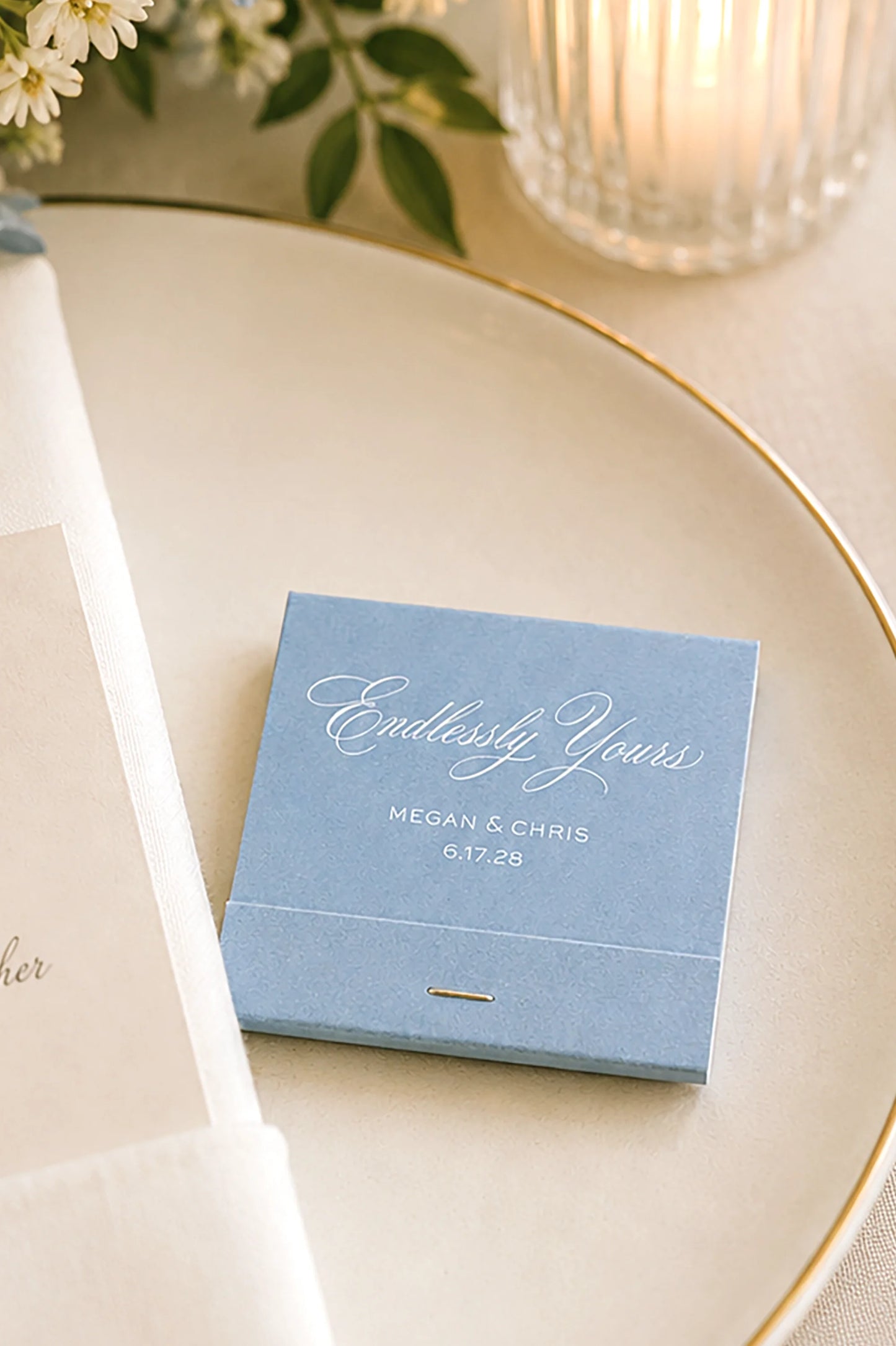 Endlessly Yours Matches Old Money Wedding Custom Matchbooks | Elegant Script Favors | Interactive Live Design Preview