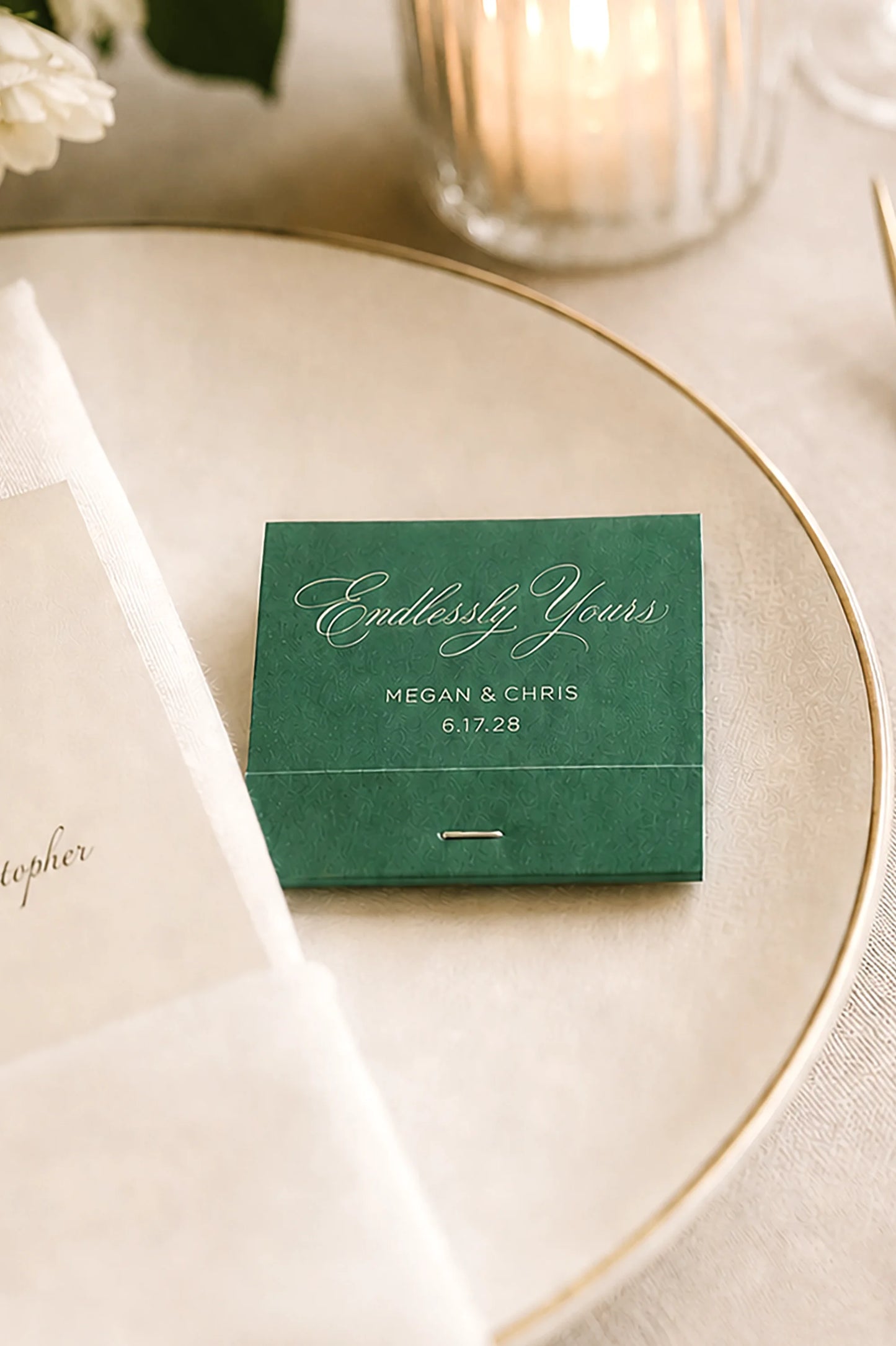 Endlessly Yours Matches Old Money Wedding Custom Matchbooks | Elegant Script Favors | Interactive Live Design Preview