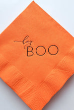 Load image into Gallery viewer, Hey Boo Halloween Cocktail Napkins Orange
