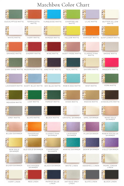 Matchbox Color Chart with various color swatches
