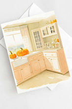 Load image into Gallery viewer, Pumpkin Kitchen Halloween Card Autumn Fall Watercolor Cottagecore Holiday
