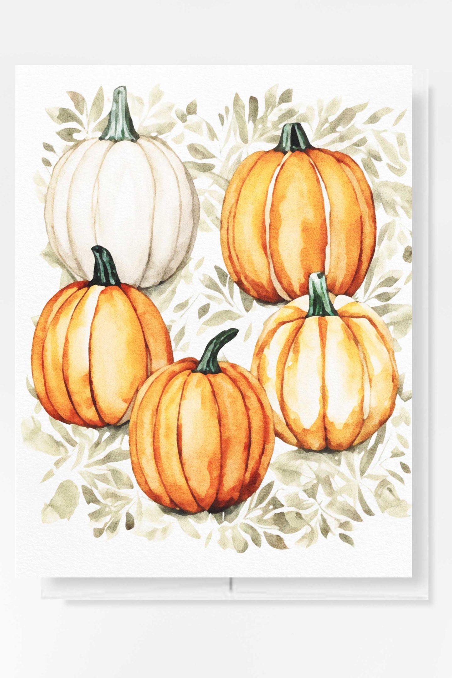 Pumpkin Patch Autumn Fall Halloween Card Watercolor Holiday