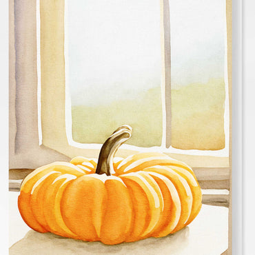 Sunny Pumpkin Autumn Fall Halloween Card Watercolor Holiday H039 - Wholesale
