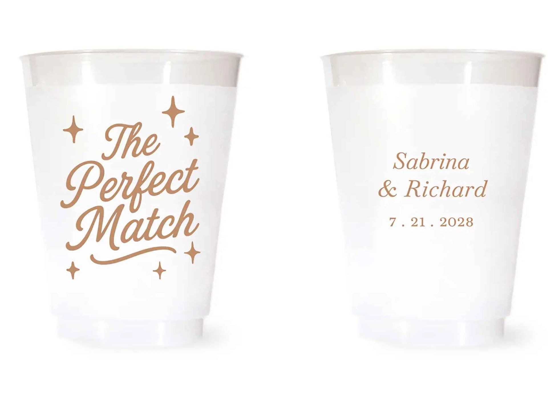 Custom Frosted Wedding Cups | 16 oz Shatterproof Plastic Favors | Interactive Live Design Preview