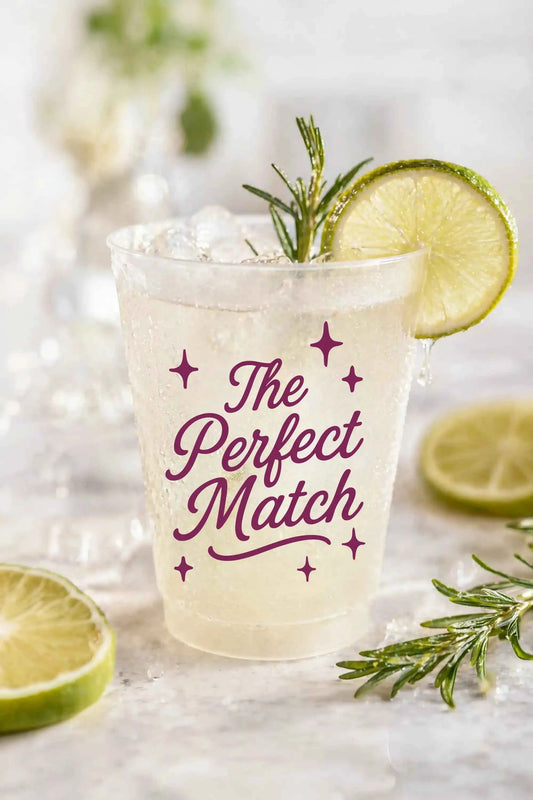 Custom Frosted Wedding Cups | 16 oz Shatterproof Plastic Favors | Interactive Live Design Preview