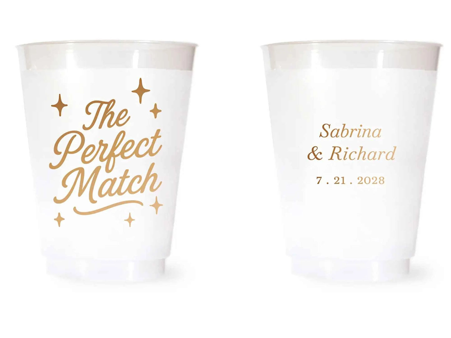 Custom Frosted Wedding Cups | 16 oz Shatterproof Plastic Favors | Interactive Live Design Preview