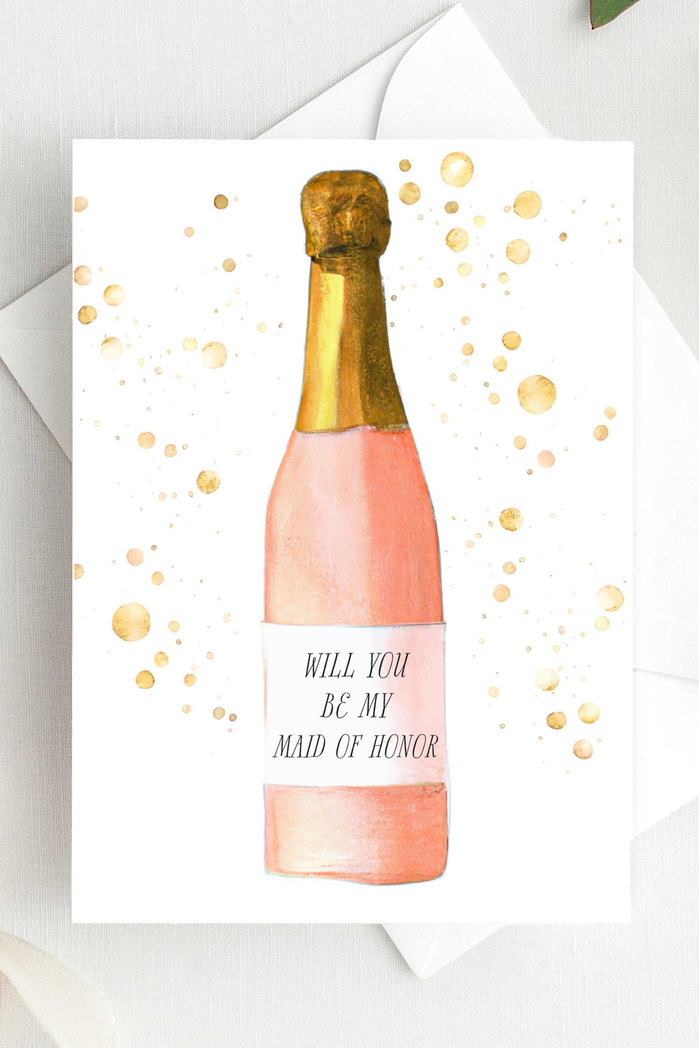 Will You Be My Maid of Honor Card Proposal Champagne Card