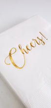 Load image into Gallery viewer, Cheers Napkins White and Gold - Set of 20
