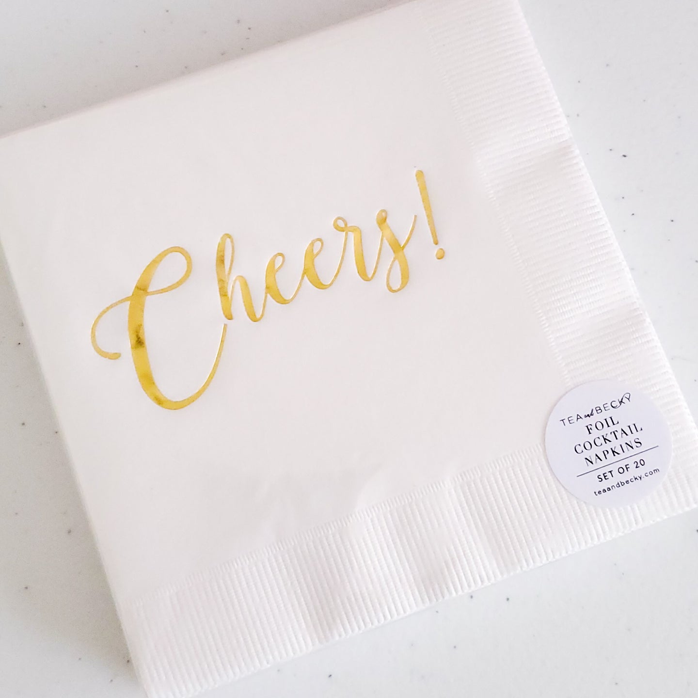 Cheers Napkins White and Gold - Set of 20