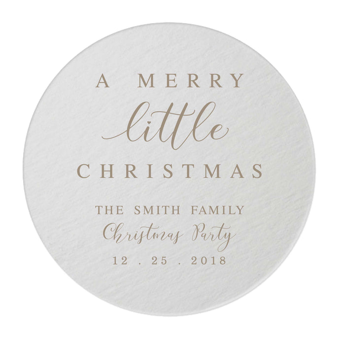 Personalized Merry Little Christmas Coasters - Tea and Becky