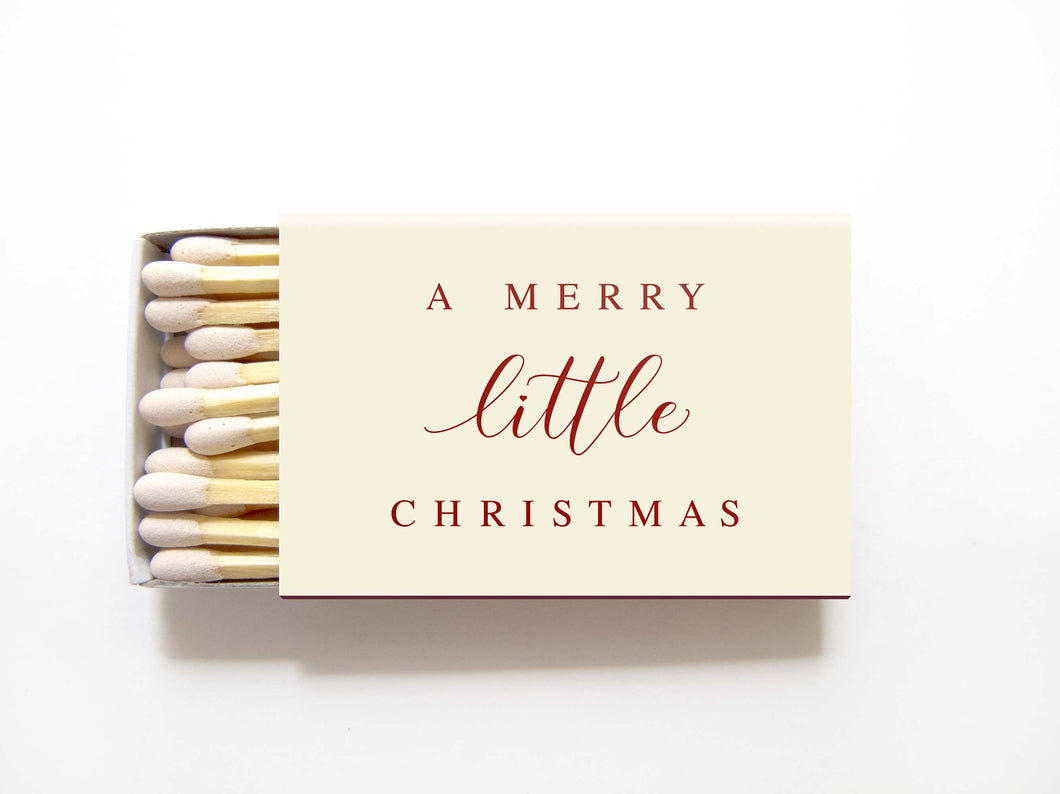 Merry Little Christmas Matchboxes - Personalized Holiday Matches - Tea and Becky
