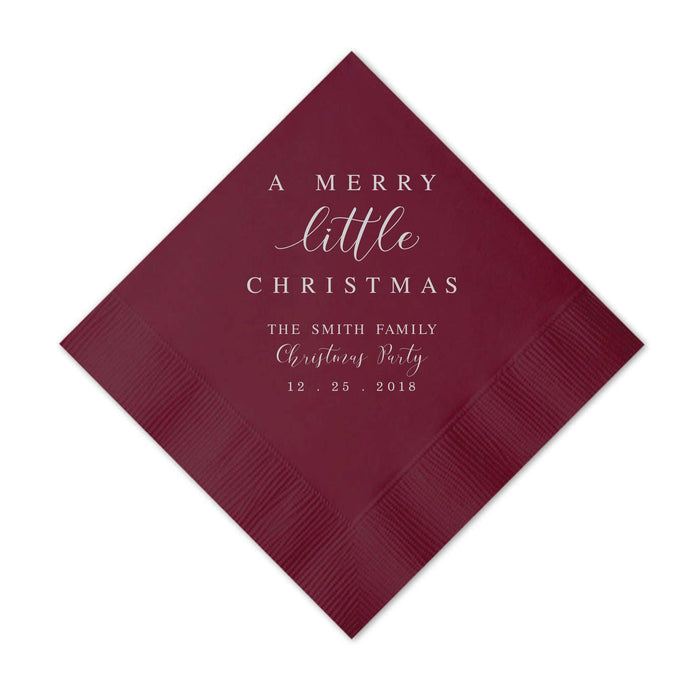Merry Little Christmas Napkins - Personalized Christmas Napkins - Tea and Becky