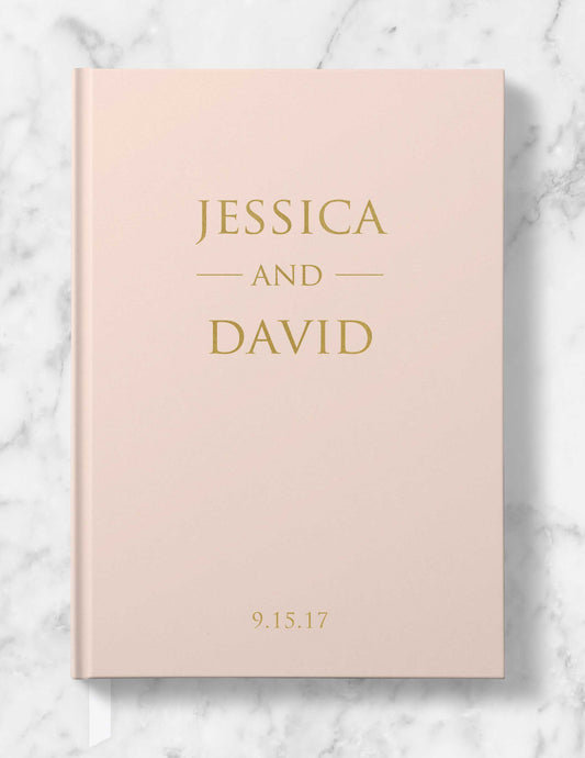 Classic Personalized Wedding Guest Book - Gold, Silver or Rose Gold Foil - Helen Collection - Tea and Becky