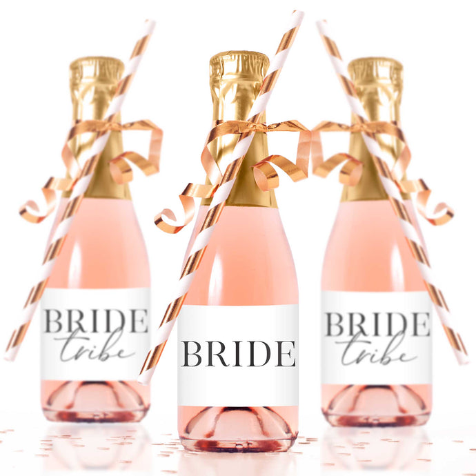 Bride Tribe Mini Champagne Bottle Labels - Tea and Becky