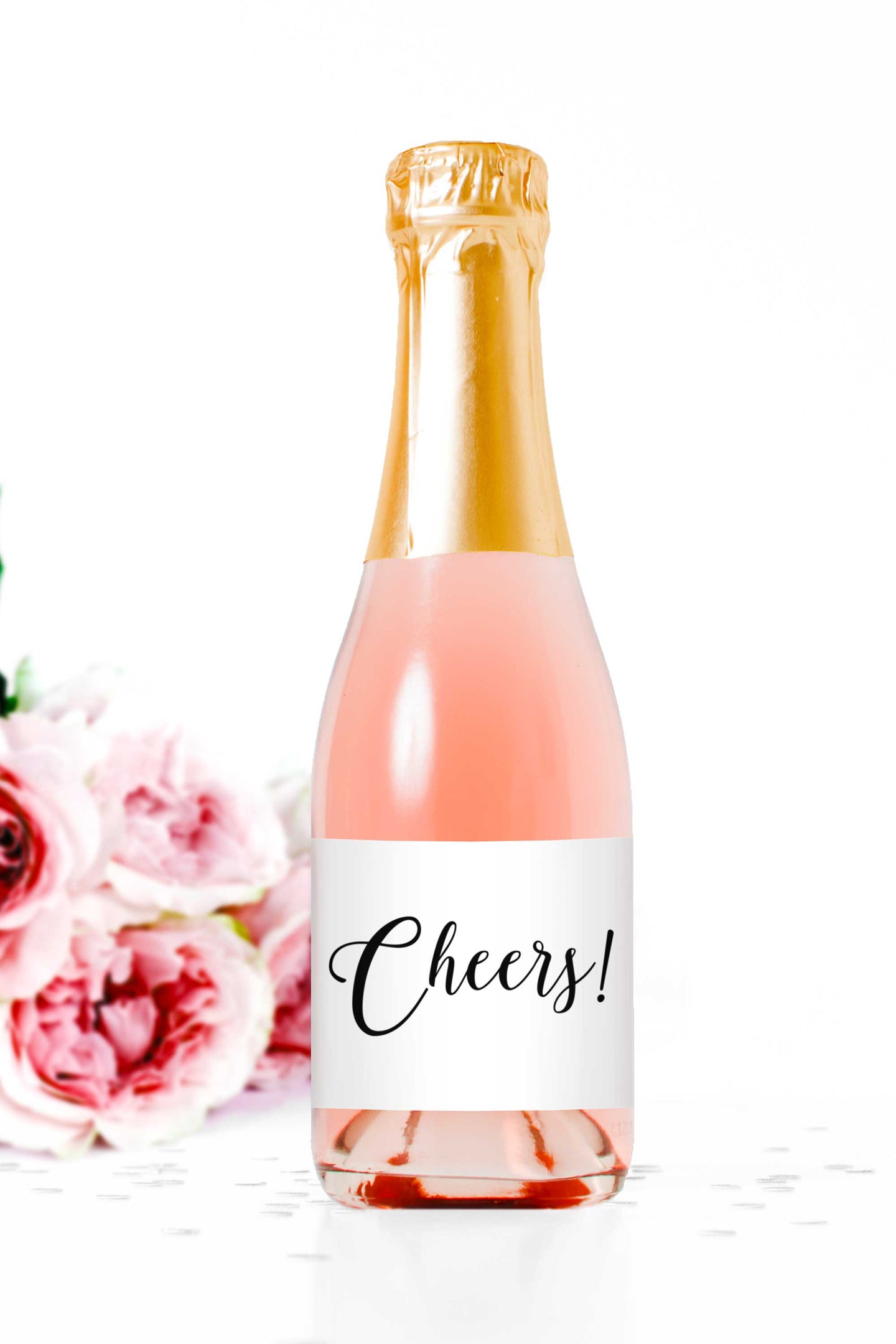 Cheers Mini Champagne Bottle Labels - Tea and Becky
