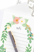 Load image into Gallery viewer, Watercolor Notepad - Flower Wreath 4x6 To Do Notepad - Tea and Becky
