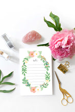 Load image into Gallery viewer, Watercolor Notepad - Flower Wreath 4x6 To Do Notepad - Tea and Becky

