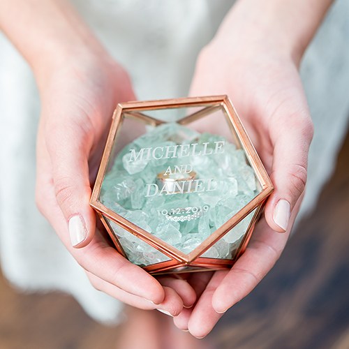 Geometric Ring Box - Personalized Wedding Ring Boxes - Modern Terrarium Rose Gold - Tea and Becky