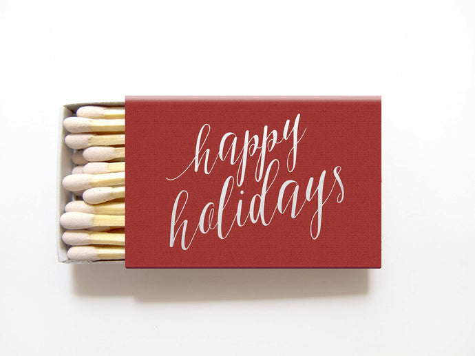Happy Holidays Matchboxes - Personalized Matches - Mary Collection - Tea and Becky