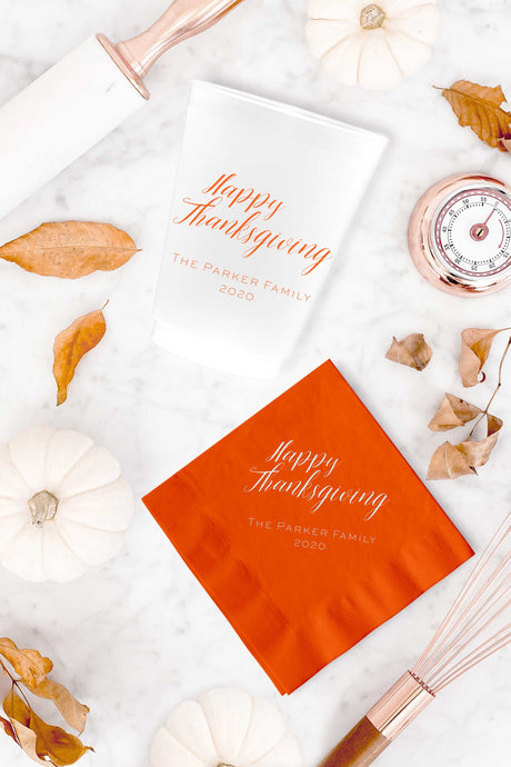 Happy Thanksgiving Cup and Napkins - Set of 100 - Tea and Becky