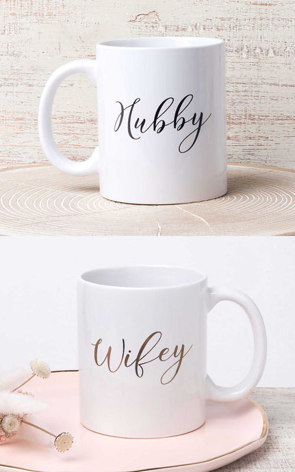 Wifey & Hubby Mug Set - Gold and Black - Tea and Becky