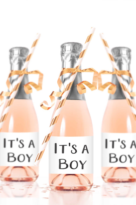 It's a Boy Mini Champagne Bottle Labels for Baby Shower - Tea and Becky