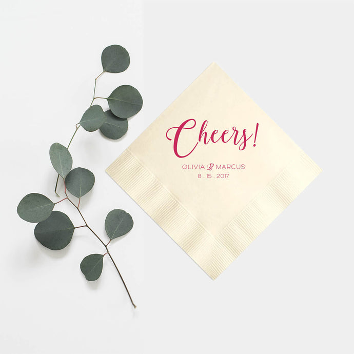 Cheers Personalized Wedding Napkins - Rebecca Collection - Tea and Becky