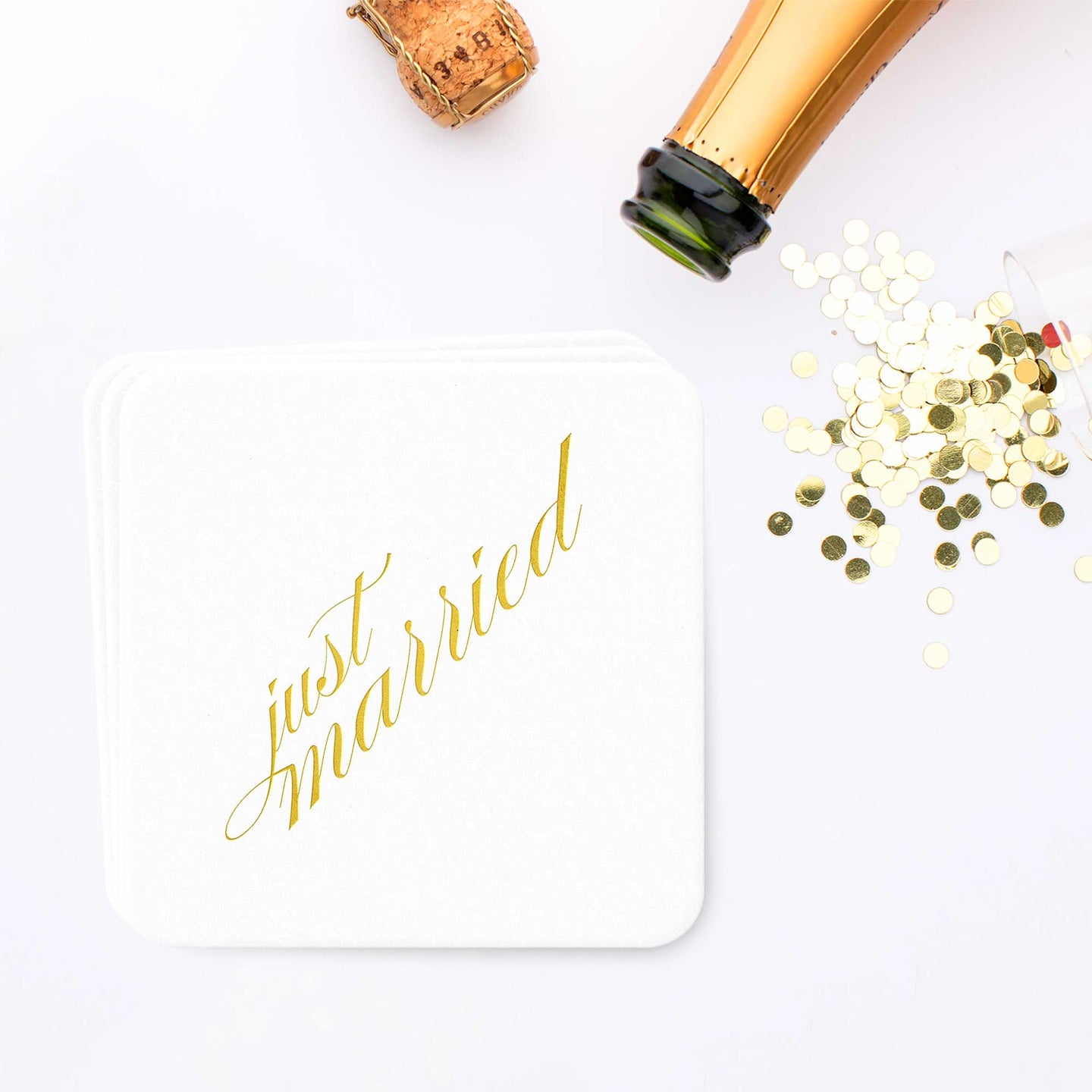 Just Married Coasters - Set of 10 - Tea and Becky