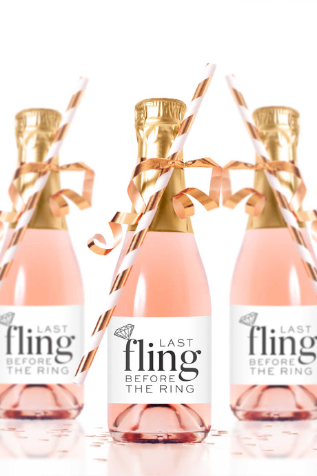 Last Fling Before the Ring Mini Champagne Bottle Labels - Tea and Becky