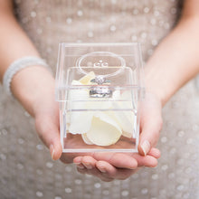 Load image into Gallery viewer, Monogrammed Heart Personalized Lucite Wedding Ring Box - Tea and Becky
