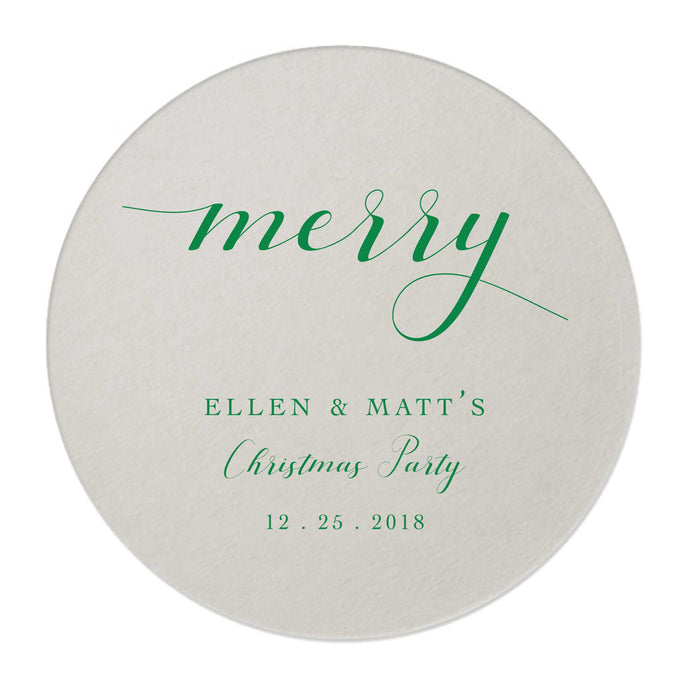 Personalized Merry Coasters - Christmas Coaster - Tea and Becky