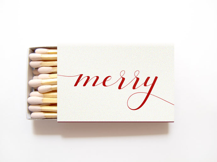 Merry Holiday Matchboxes - Personalized Holiday Matches - Tea and Becky