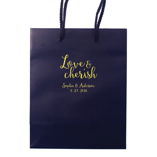Love and Cherish Personalized Wedding Welcome Bags - Alicia Collection - Tea and Becky