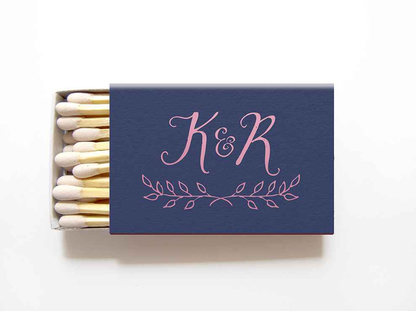Rustic Monogrammed Matchboxes Personalized Wedding Matches