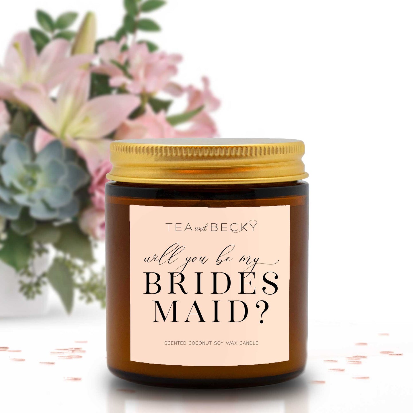 Will You Be My Bridesmaid Scented Candle Amber Jar 4oz - More colors