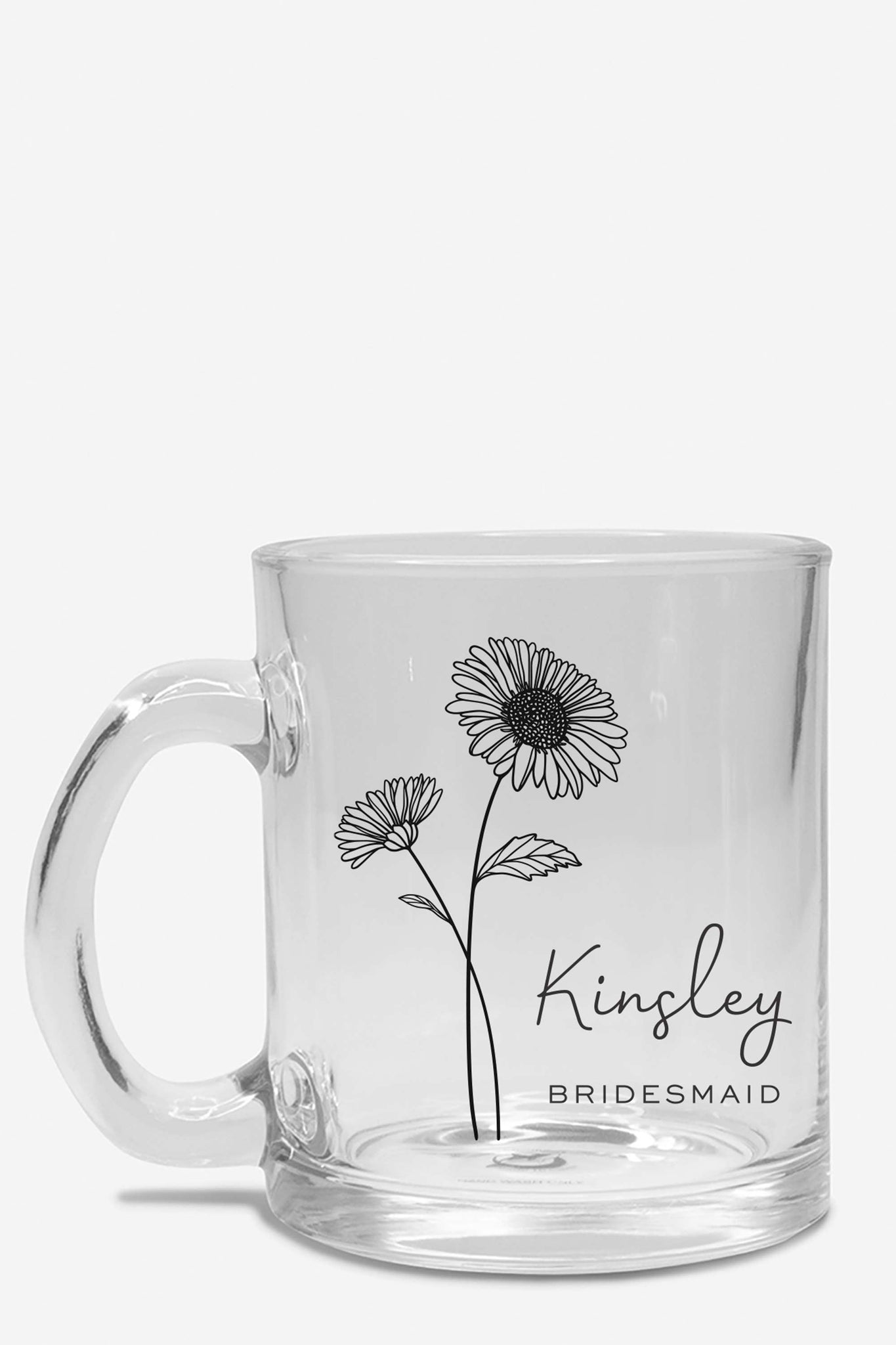 Custom Bridesmaid Clear Glass Mug, Personalized Coffee Cup With Name,  Bridesmaid Gift, Bridesmaid Proposal Gift, Pastel Daisy Flower Mug -   Israel