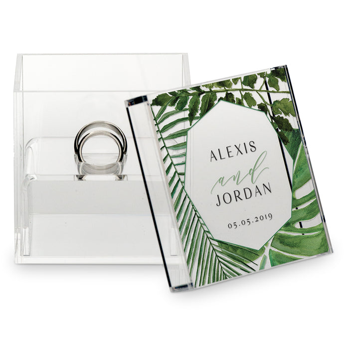 Personalized Wedding Ring Box - Floral Garden - Lucite - Tea and Becky