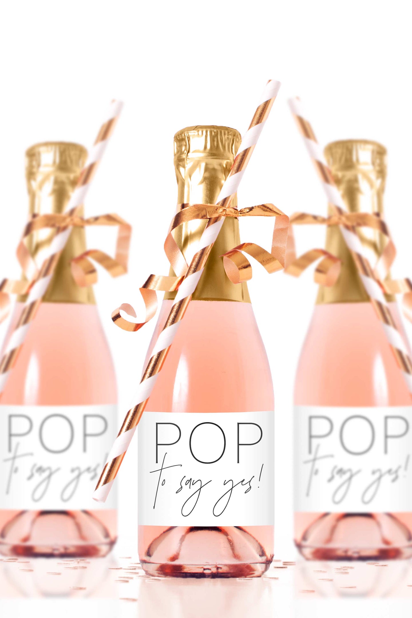 Pop to Say Yes Labels for Mini Champagne Bottles