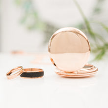 Load image into Gallery viewer, Rose Gold Wedding Ring Box - Pocket Case with Chain - Tea and Becky
