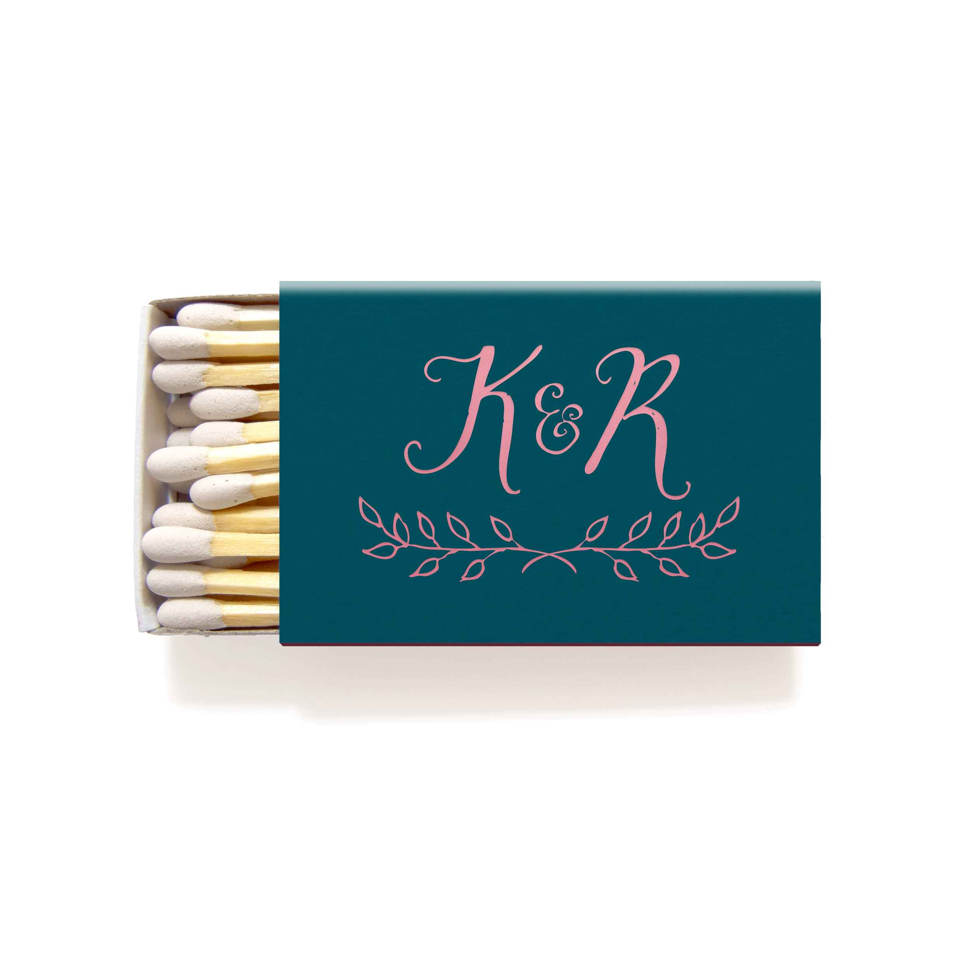 Rustic Monogrammed Matchboxes Personalized Wedding Matches