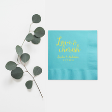 Load image into Gallery viewer, Personalized Wedding Napkins Love and Cherish - Alicia Collection - Tea and Becky
