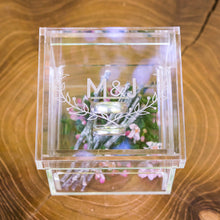 Load image into Gallery viewer, Monogrammed Woodland Personalized Lucite Wedding Ring Box - Tea and Becky
