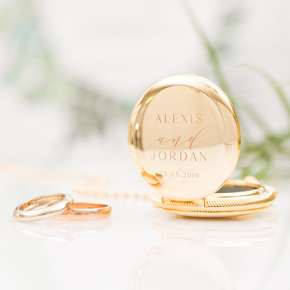 Wedding Ring Box - Personalized Modern Pocket Case - Gold or Rose Gold - Tea and Becky