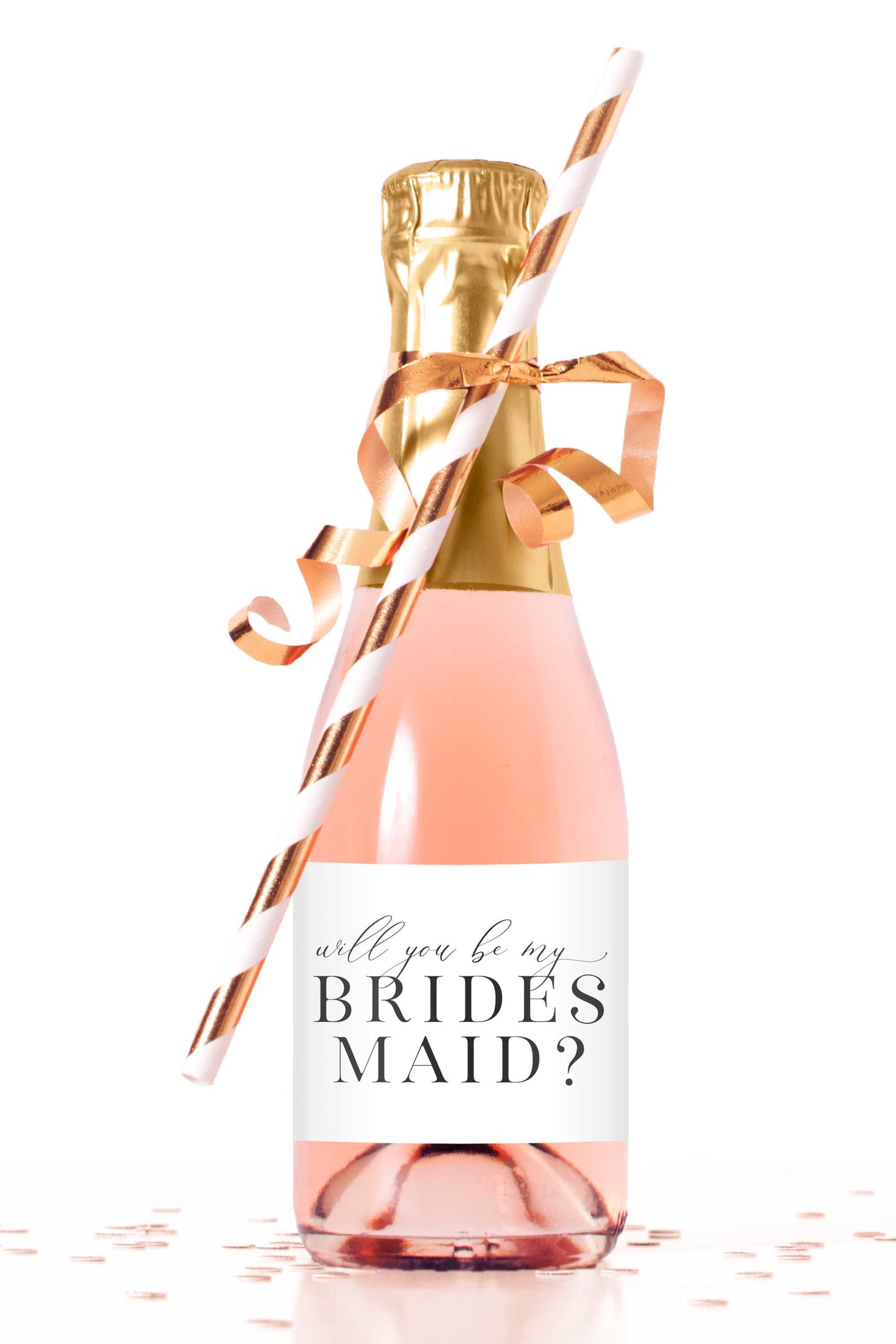 Will You Be My Bridesmaid Mini Champagne Bottle Labels - Tea and Becky