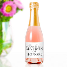 Load image into Gallery viewer, Will You Be My Matron of Honor Mini Champagne Bottle Labels - Tea and Becky
